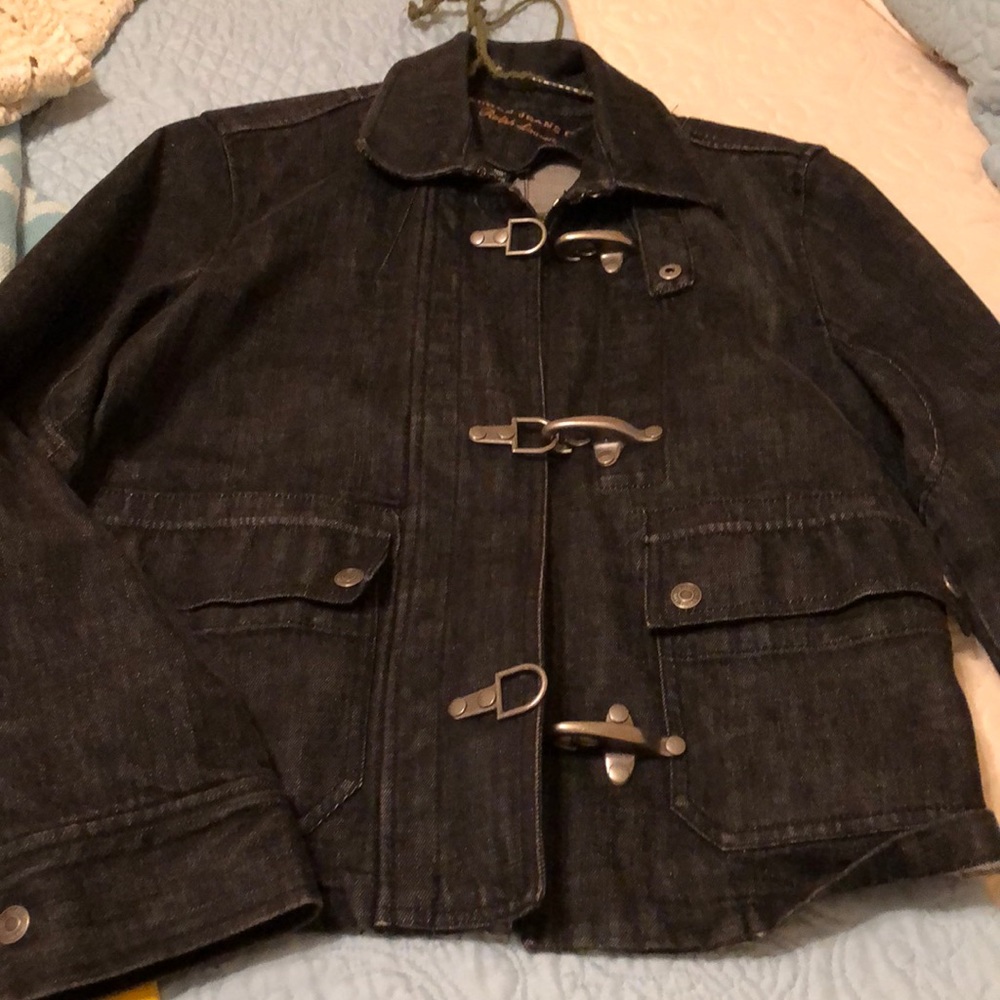 Lauren jeans company black denim moto style jacket